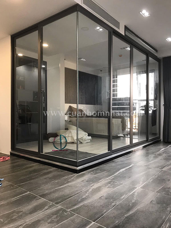 Cửa lùa 3 cánh 3 rây mở vuông góc Cửa lùa 3 cánh 3 rây mở vuông góc