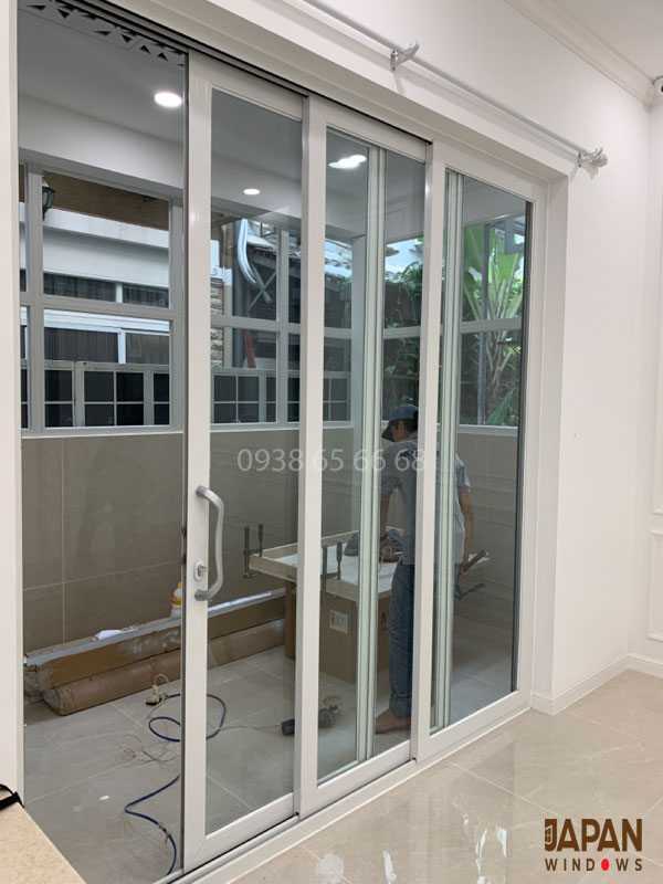 Cửa lùa đi 3 rây nhôm kính quận 7